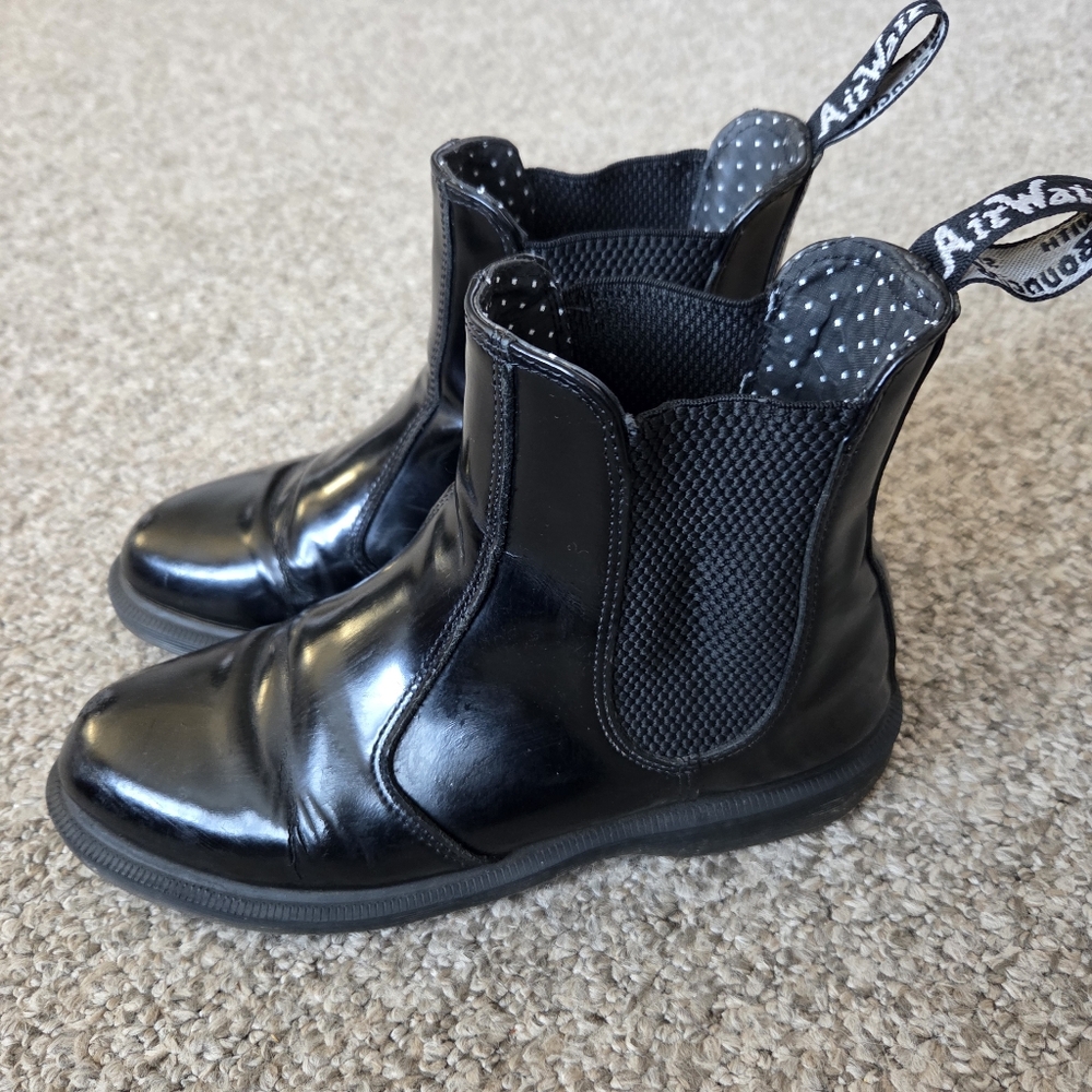 Dr Martens Smooth Leather Flora Chelsea Boots Black Women's Size 7
